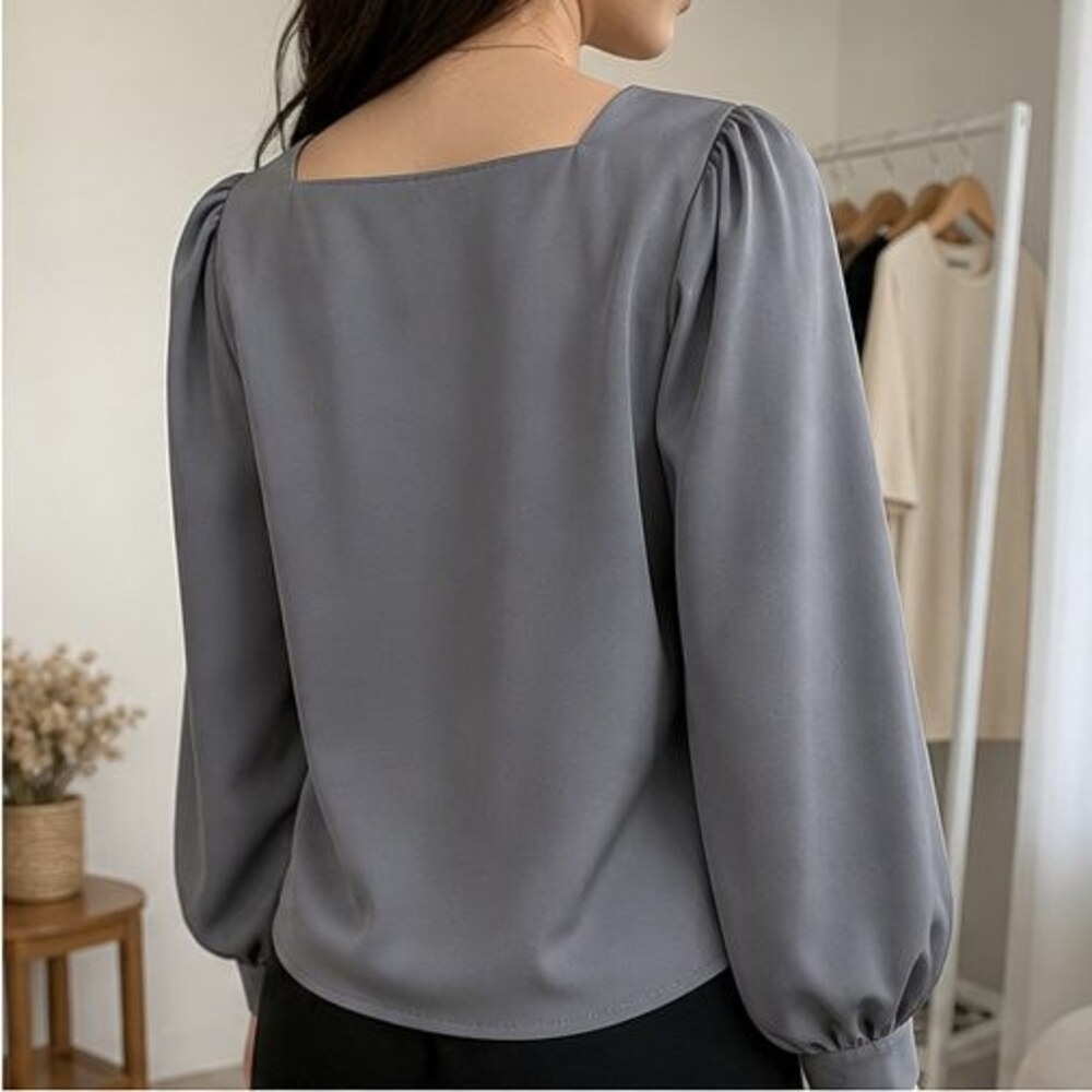 Gray Button Blouse - Picture 3 of 6